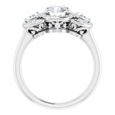 Three-Stone Halo-Style Engagement Ring or Band     